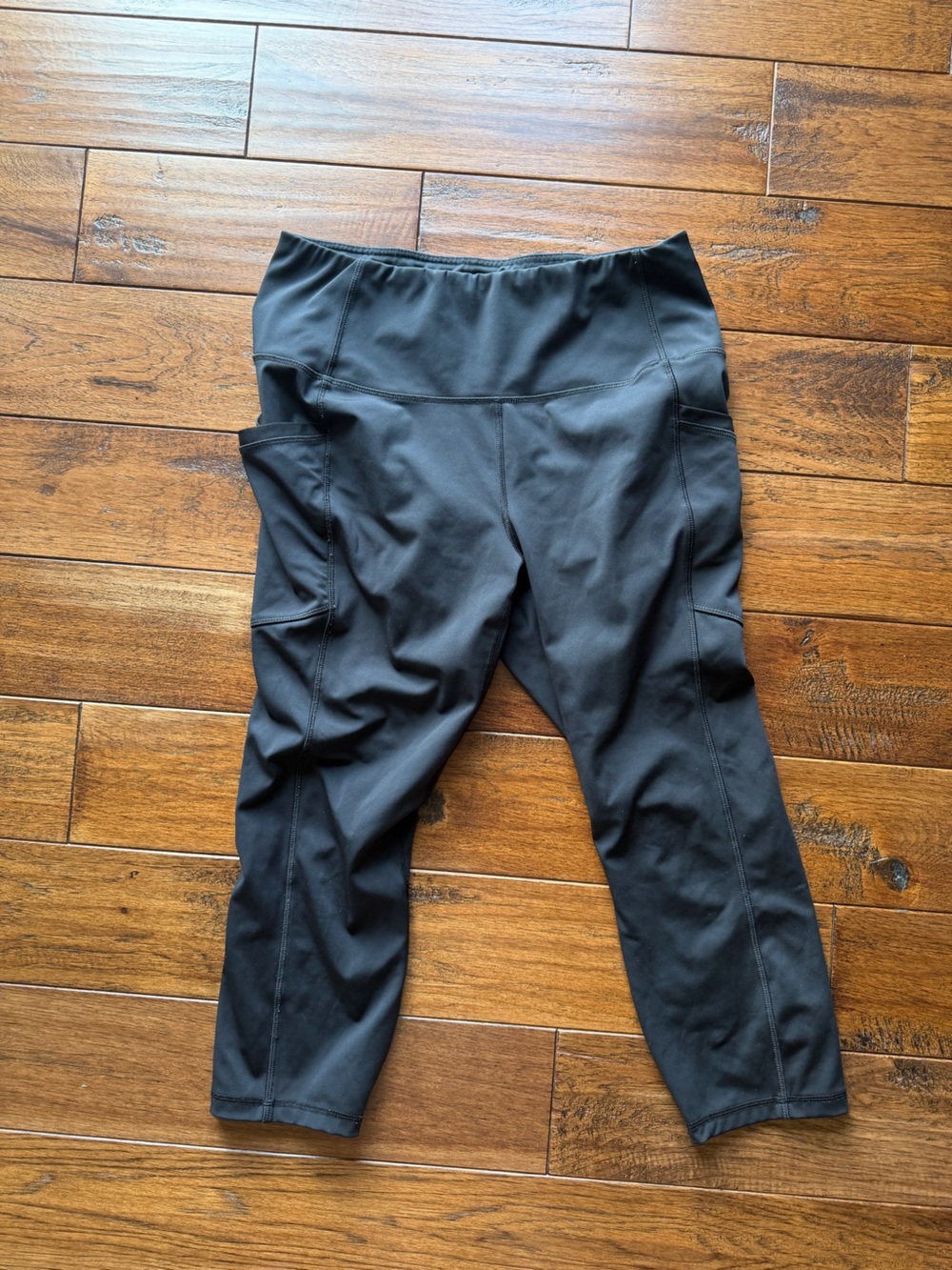 RBX Black Performance Cropped Leggings with Logo Print